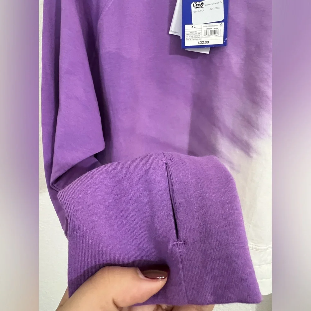 Joy Lab Top French Terry Tie Dye Cropped Sweatshirt White Purple Size XL - Picture 8 of 8